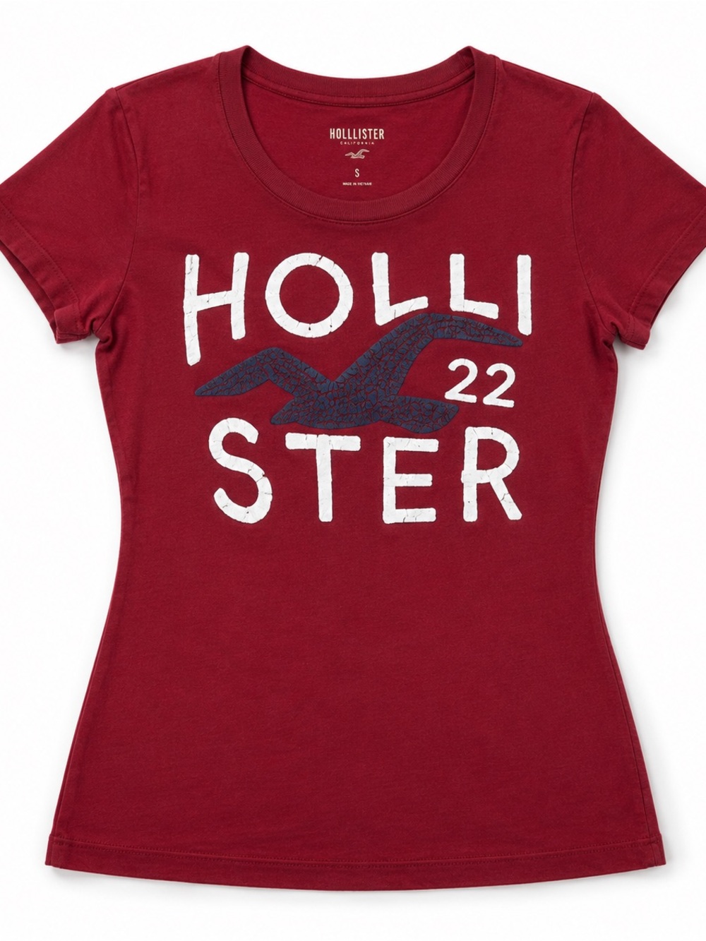 Hollister Maroon Logo Tee with Navy Seagull